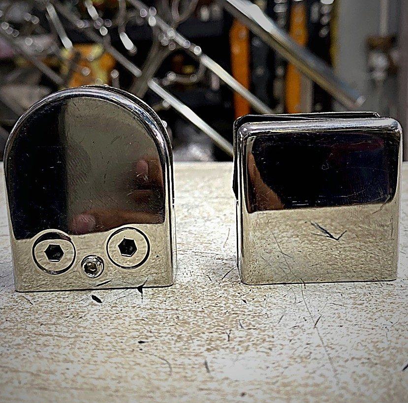 Polished stainless steel glass fittings